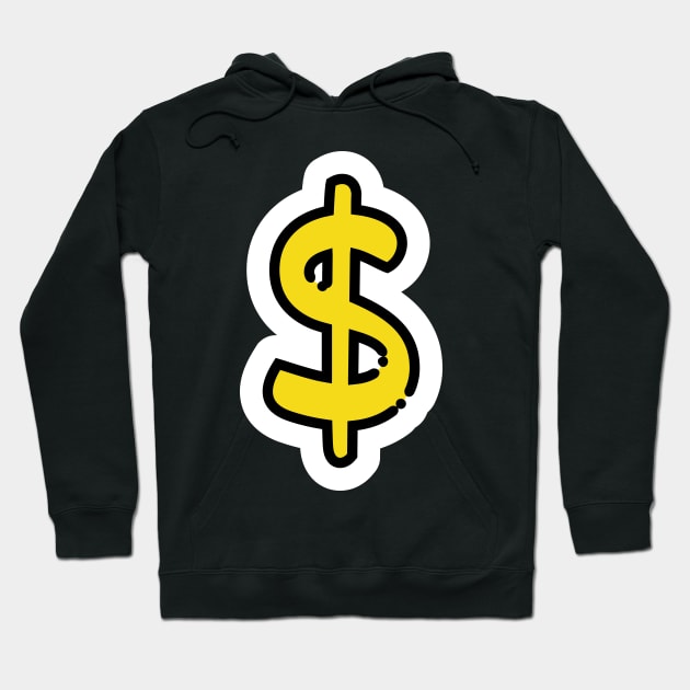 Dollar Sign // Line Art Sticker Hoodie by Pulpixel